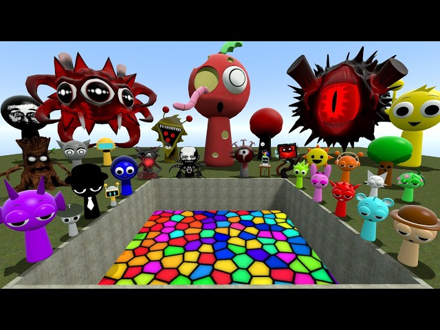 Bouncing Hole Spartan Kicking All Sprunki Evolution Mr Sun Moon Tree Fun Computer in Garry's Mod