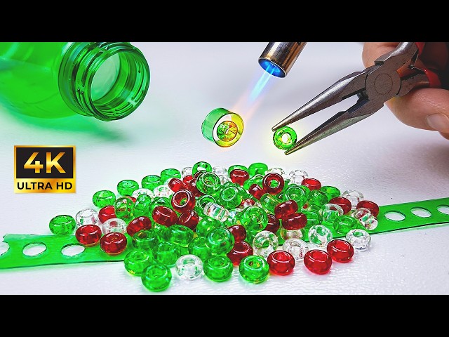 DIY Plastic Bottle Shiny Seed Beads 🌈 A Mesmerizing Technique for Creating Colorful Jewelry ♻️