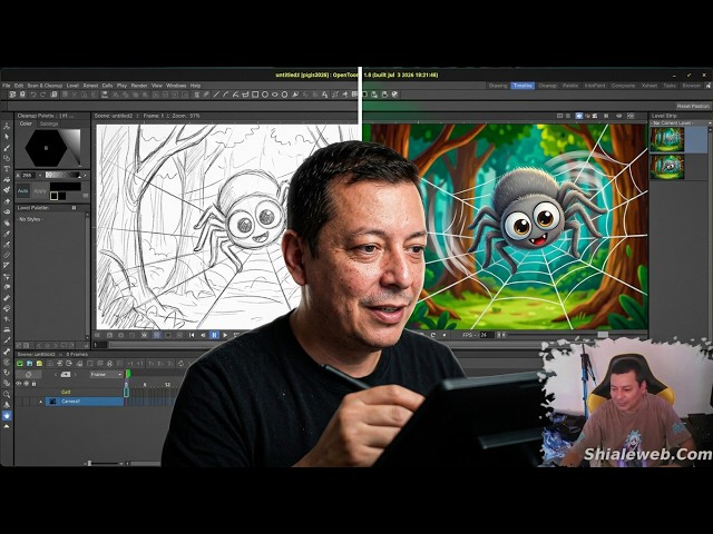 🎨🐧 #Tutorial #OpenToonz + #Linux 💻✨ Dibujando #Anime #Cartoon 🎉 pigis la araña 🍻💃Nueva Ecena