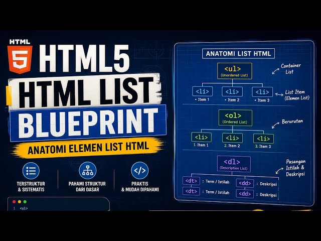 🔴Anatomi List HTML: Unordered & Ordered List, Parent Child, Type, Description List, Nested List