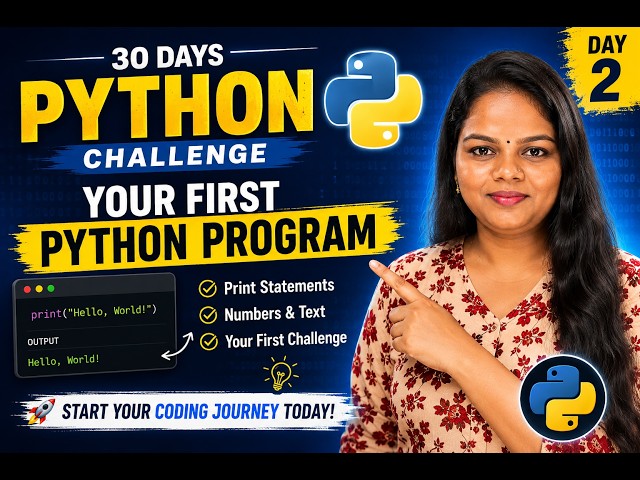 Python Day 2 | Your First Python Program | Python in 30 Days for Beginners