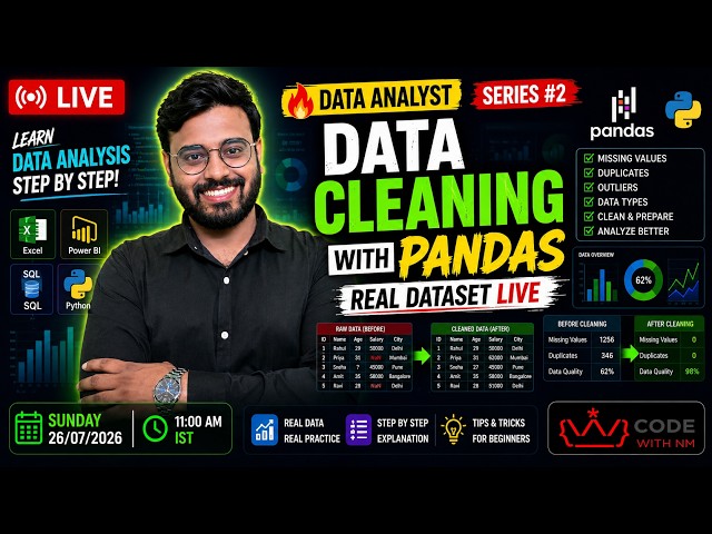 🔥 Data Analyst Series #2 | Data Cleaning with Pandas | Real Dataset LIVE