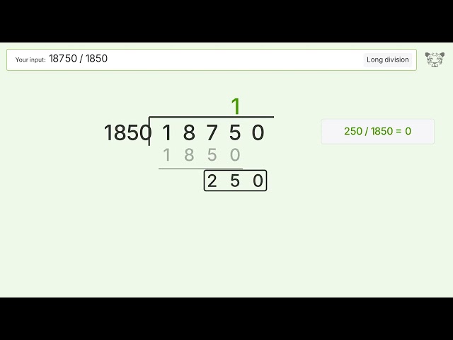 Long Division Problem 18750/1850: Step-by-Step Video Solution