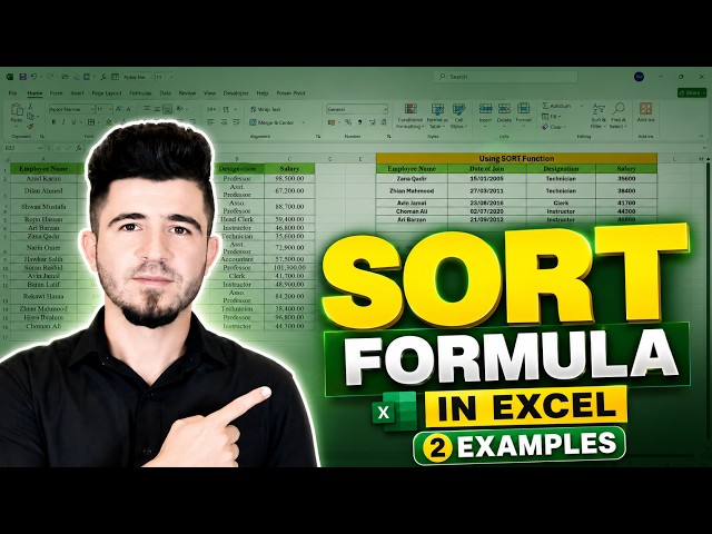 MS Excel - SORT Function | SORT Formula in Excel || How to use SORT Function In EXCEL