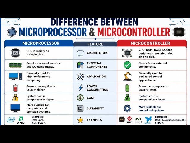 #Difference between Microprocessor & Microcontroller#