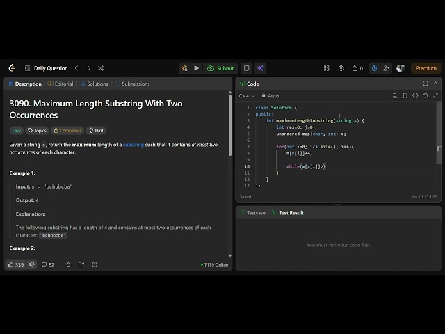 Leetcode 3090 || leetcode daily solution 14-08-2026 || C++ solution || No audio