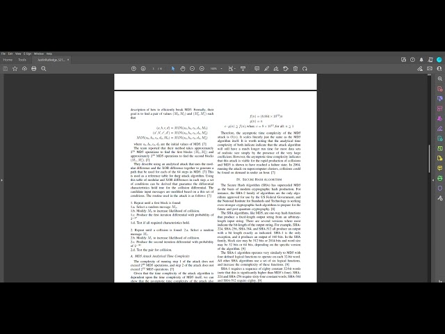 Brief Overview - Analysis of the MD5 Cryptographic Hash Algorithm and Consideration of Alternatives