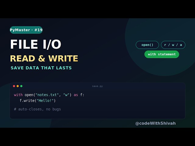 Python File Handling — Read & Write Files 📁 | PyMaster India #19