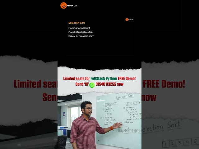 Selection Sort Algorithm for Beginners | Selection Sort in DSA | PythonLife