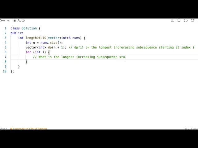 Longest Increasing Subsequence (C++)