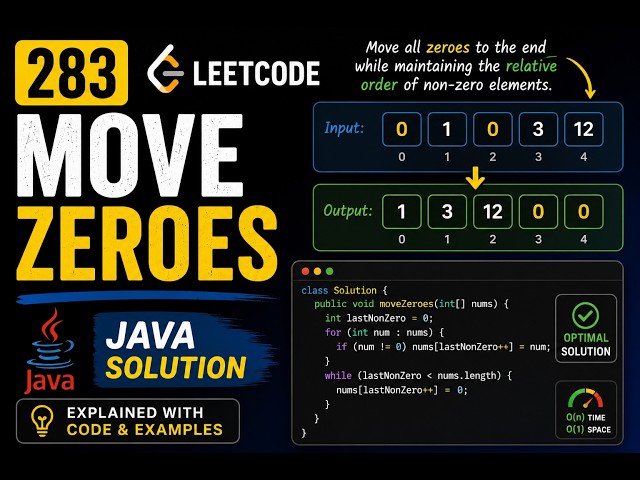 283  Move Zeroes leetcode java solution | java coding interview questions
