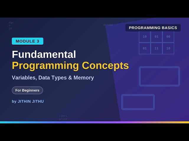 Basics of Programming #3: Fundamental Programming Concepts | Keywords, Variables, Data types
