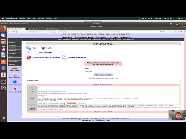 Lab5.2 part 1 SQL Injection on Mutillidae