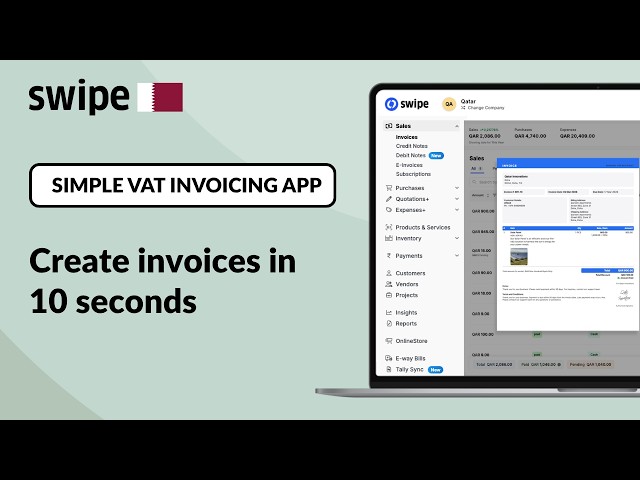 Create invoices in 10 seconds on Swipe | Web Demo | Qatar