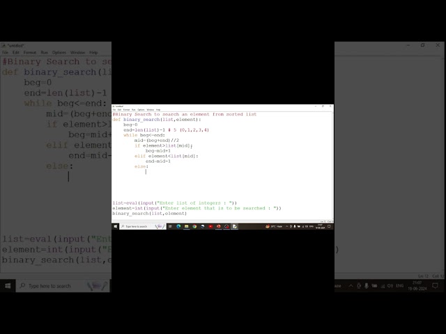 Binary Search in Python #datastructuresandalgorithmsinpython#sortingalgorithms#binarysearch #exam