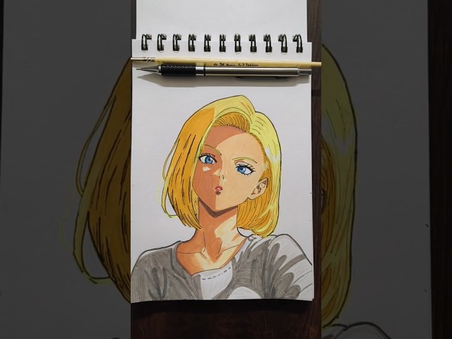 From scratch to Colour sketch drawing Android 18 #android18 #drawing #easy #painting #timelapse