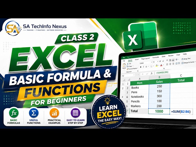 2 # Excel Basic Formula & Functions for Beginners | Learn Excel Step by Step