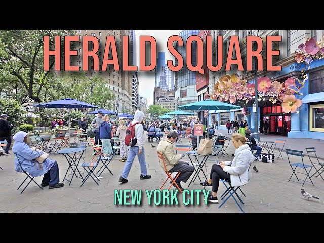 【4K】𝐖𝐀𝐋𝐊 🇺🇸 Visiting Herald Square in New York City. 🚕🗽