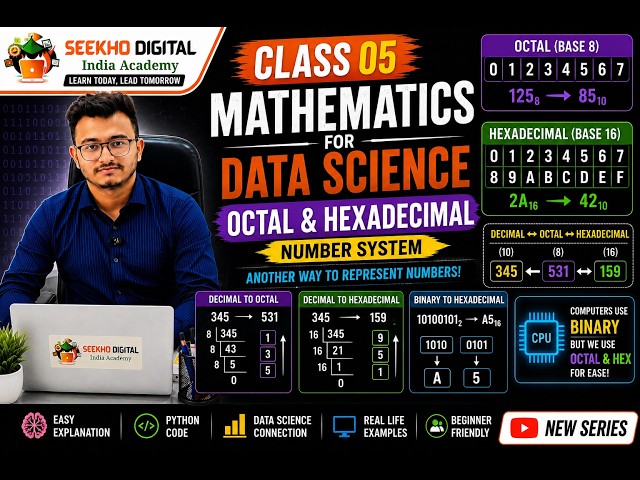 Mathematics for Data Science | Class 05 | Octal & Hexadecimal Number System | Complete Hindi Course