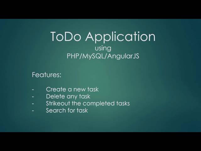 ToDo Application using PHP/MySQL/AngularJS