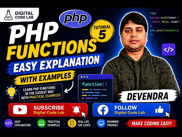 🔥 PHP Functions | Easy Examples | PHP Tutorial 5