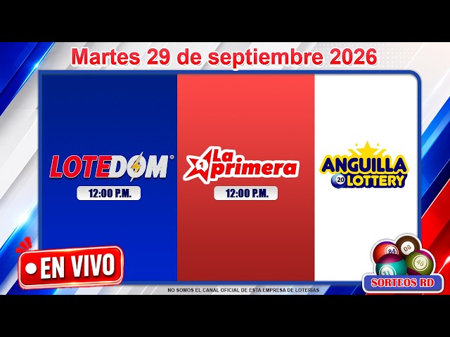 🔴 EN VIVO: LOTEDOM, La Primera y Anguilla 12:00 PM | Resultados Hoy Martes 29 de septiembre 2026