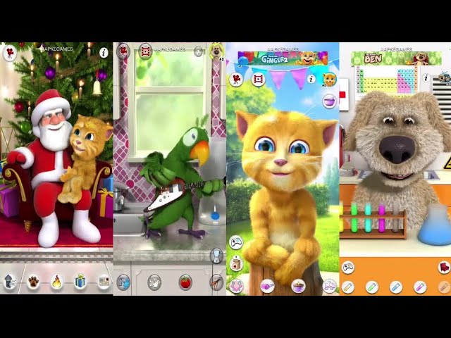 Talking Santa meet Ginger vs Talking Pierre vs My Talking Ginger vs My Talking Ben the Dog Gameplay 