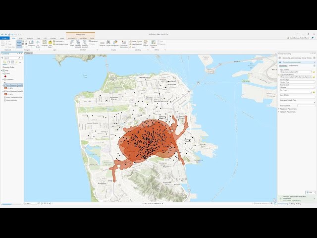 Generate Approximate Drive Time Areas in Business Analyst Pro