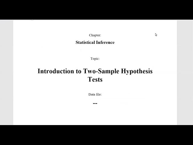 Introduction to Two-Sample Hypothesis Tests