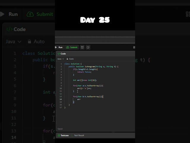 LeetCode 242 | Valid Anagram #100daysofcode #leetcodechallenge #javaprogramming
