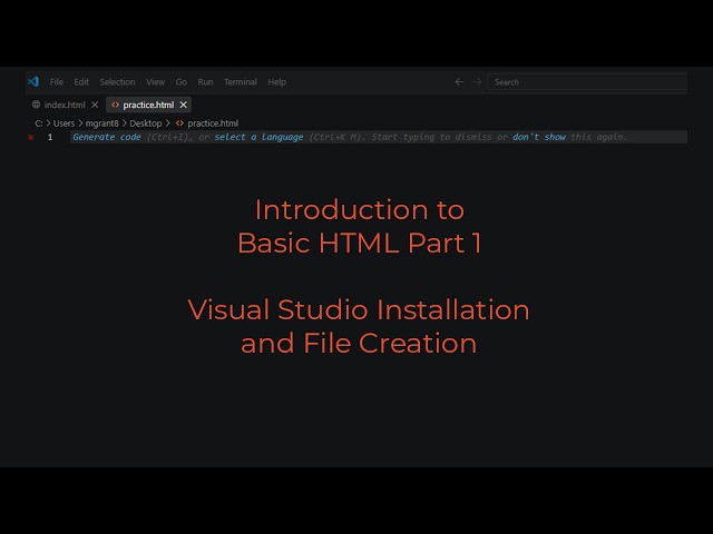 Introduction to Basic HTML - Part 1