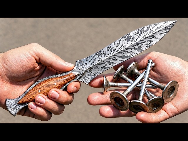 Making a Beautiful knife (Dagger) out of Old Engine Valves 