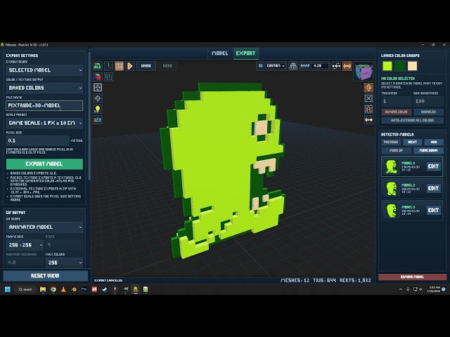 PiXtrude - Pixel Art To 3D - Exporting A Model And Export Settings