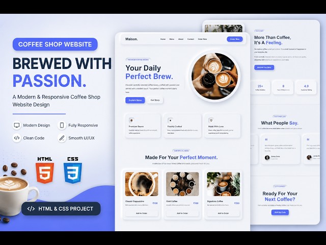 Coffee Website Part 4 ☕ | Feature Section Design in HTML & CSS | Modern Responsive Website