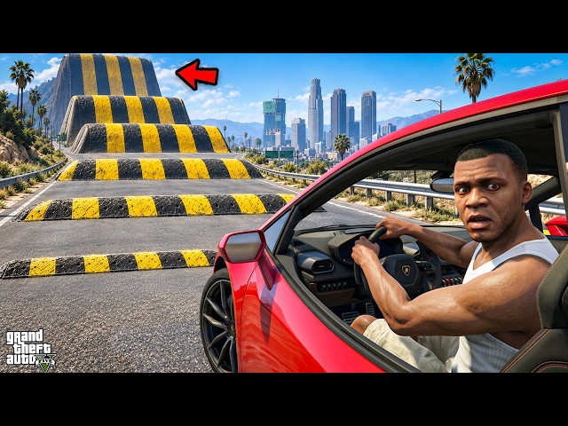 Franklin Testing Cars On Giant SPEED BUMPS In GTA 5 ! (GTA 5 Mods)