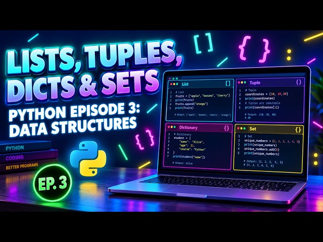 Python Course #3 Lists, Tuples, Dictionaries & Sets — Full Deep Dive Many Examples #Python