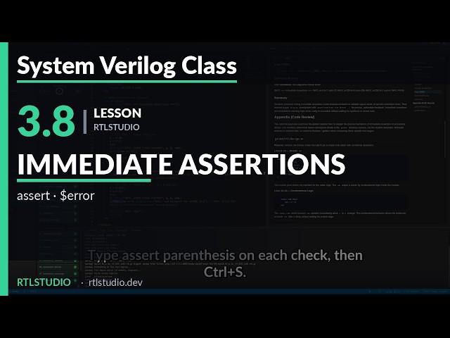 SystemVerilog Class | 3.8 Immediate Assertions | RTLStudio