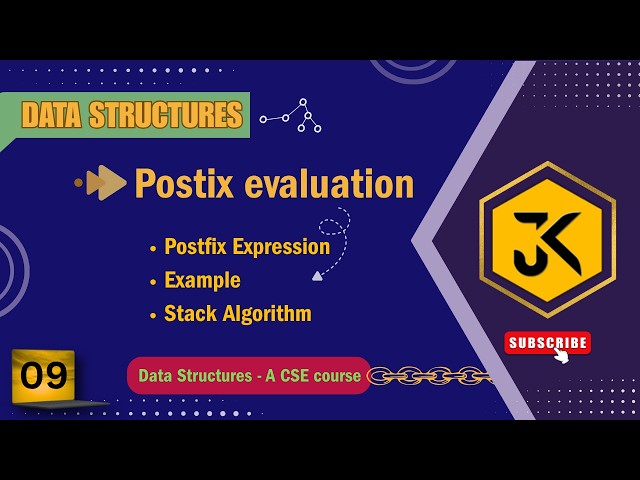 9 Evaluating Postfix Expressions: Example & Algorithm using Stack 🧮📚 #dsa #cprogramming