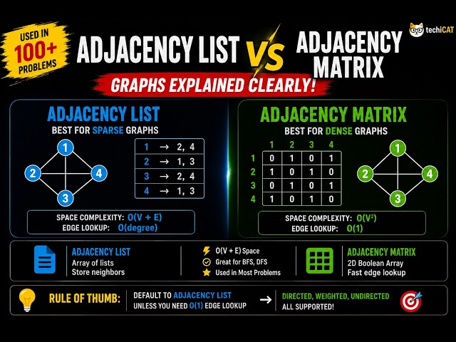 DSA Graphs: Adjacency List vs Adjacency Matrix| Graphs Explained in 6 Minutes