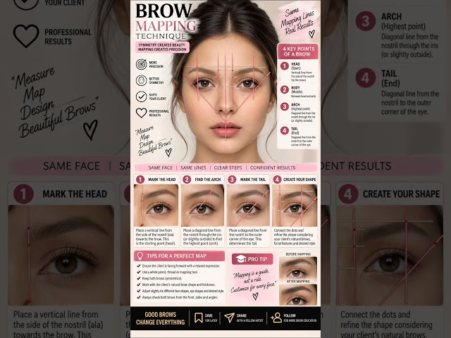 Brow Mapping Tutorial 🤎 | How to Map Head, Body, Arch & Tail for Perfect Brow Shape