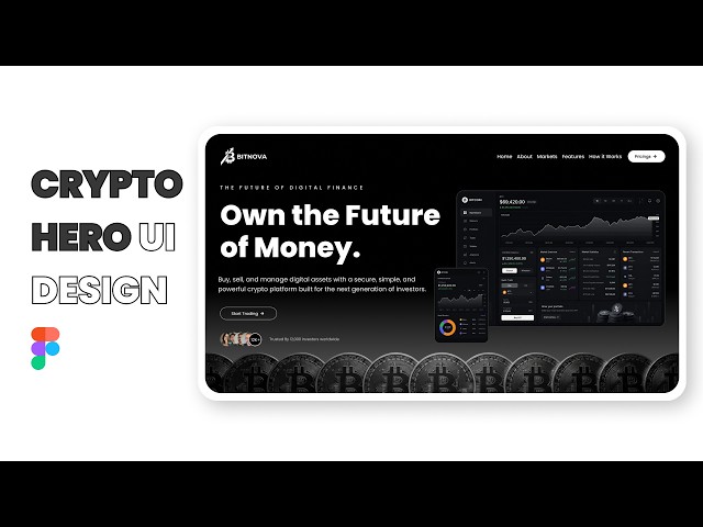 Modern Dark Crypto Hero UI Design in figma #uidesign #figma #figmatutorial #uiuxdesign
