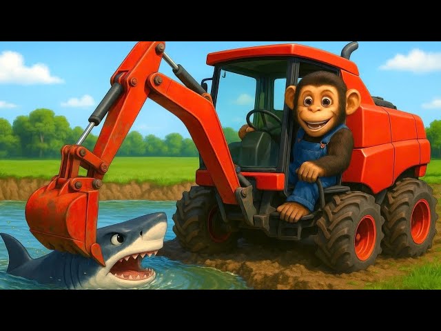 Wheel Theft Incident, Smart Monkey Farmer Gets Back Wheel At Shark Lake - Farm Work | Echo Toon