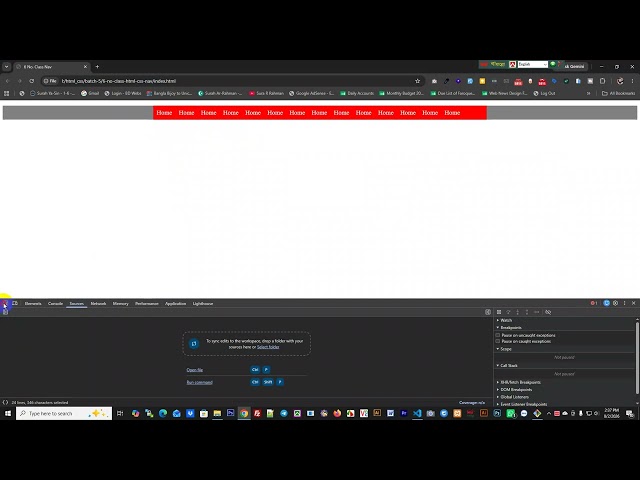 6 No. Class HTML CSS NAV | S A Faroque