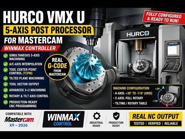 HURCO VMX U 5-Axis CNC Post Processor for Mastercam | WINMAX | A/C Axis | Real G-Code
