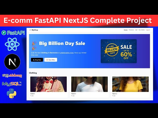 FastAPI NextJS Ecommerce Full Stack Complete  Project