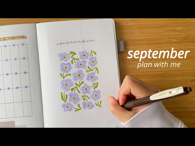 September 2026 Bullet Journal Setup | Bujo Spread Ideas 🪻calming flower theme
