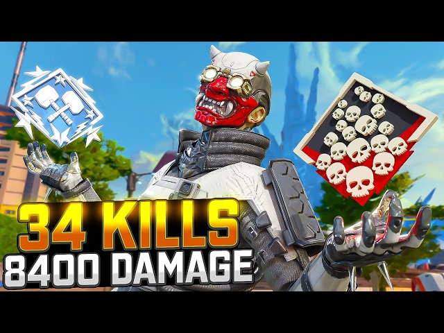 INSANE Octane 34 KILLS and 8,400 Damage Apex Legends