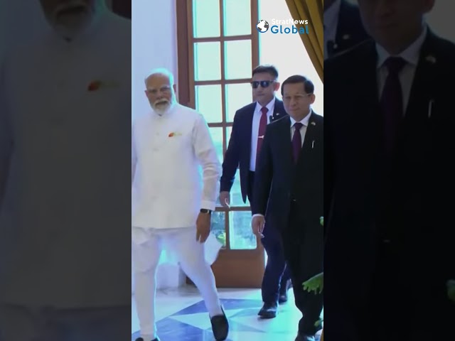 PM Modi meets Myanmar President U Min Aung Hlaing at Hyderabad House, New Delhi | #shorts #modi
