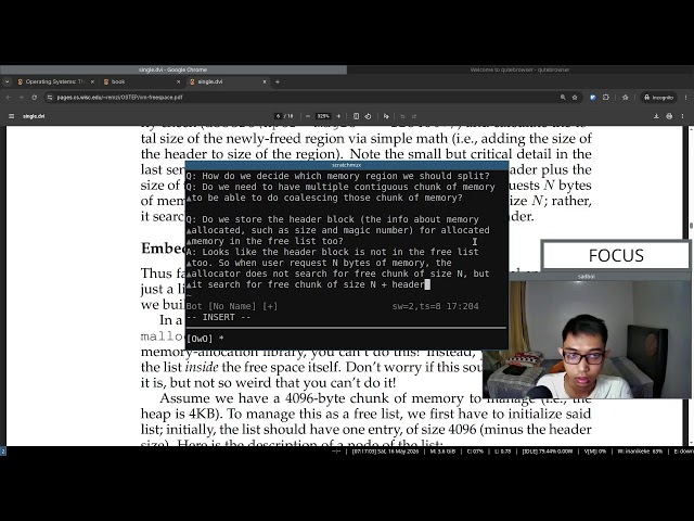 Live study: read along book "Operating Systems: Three Easy Pieces" (Part 95)