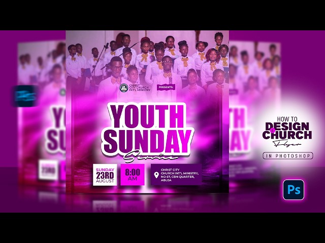 Youth Sunday Service Flyer Design | Church Flyer Design | How To Design A Church Flyer in Photoshop